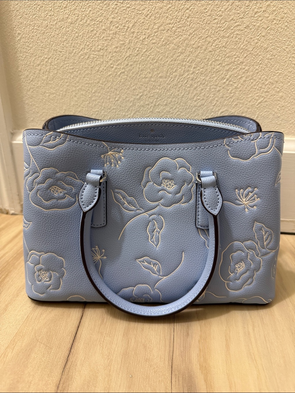 kate spade Light Blue Floral Embossed Satchel
